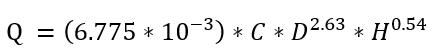 Hazen-williams flow rate equation